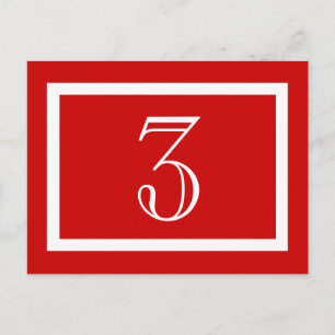 Table Number Card - Red - Customisable