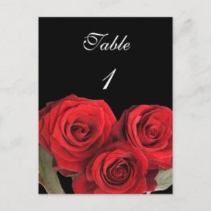 Table Number Card Red Rose Black