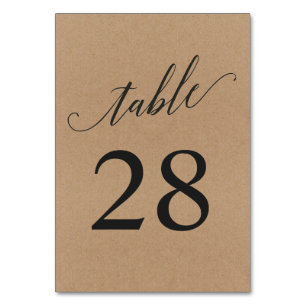 Table Number Card Rustic Handwriting Calligraphy