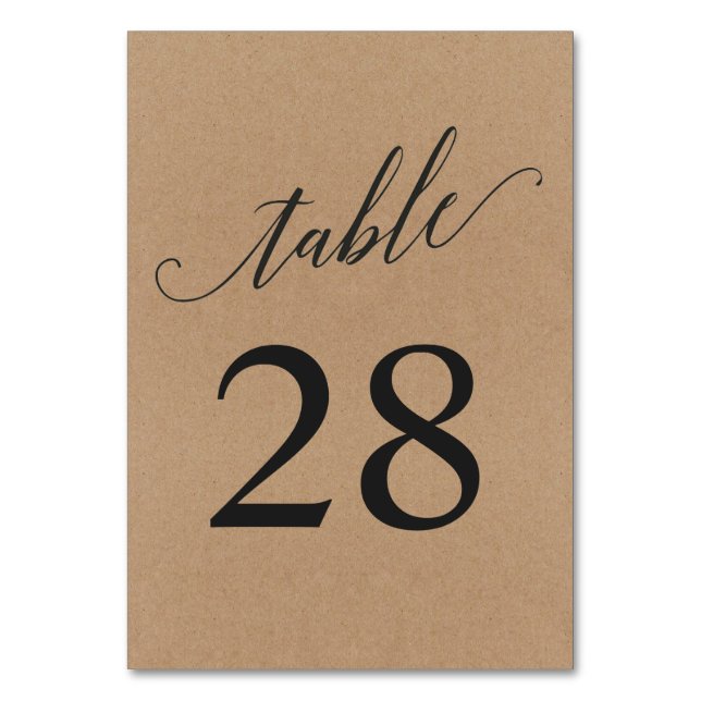 Table Number Card | Rustic Handwriting Calligraphy (Front)