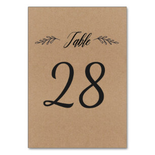 Table Number Card Rustic Laurel Calligraphy