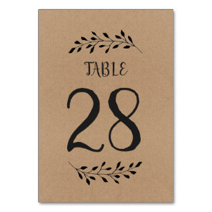Table Number Card Rustic Laurel Calligraphy