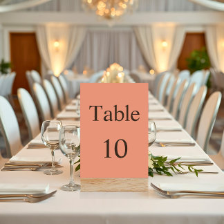 Table Number Card Unique Solid Colour