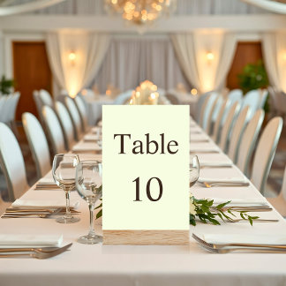 Table Number Card Unique Solid Colour