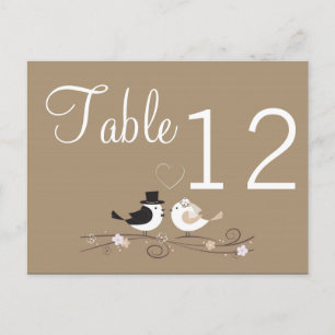 Table Number Card Wedding Birds Bride Groom Love