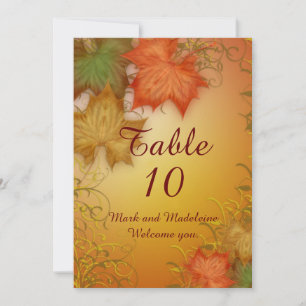Table number cards Autumn Wedding