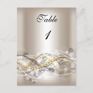 Table Number Cards Cream White Gold