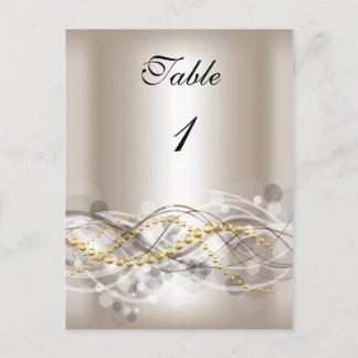Table Number Cards Cream White Gold