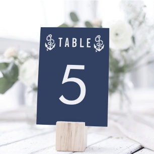 Table Number Cards   Nautical Rope & Anchor