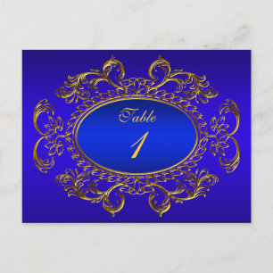 Table Number Cards Royal Blue Gold
