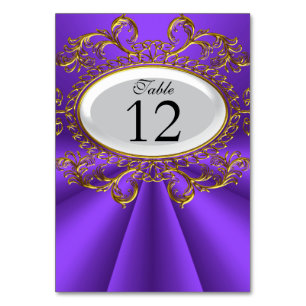Table Number Cards Royal Purple White Gold