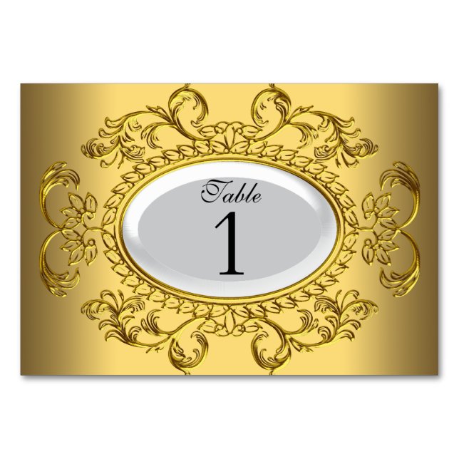 Table Number Cards Royal White Gold (Front)