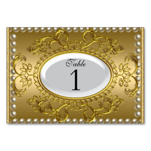 Table Number Cards Royal White Gold