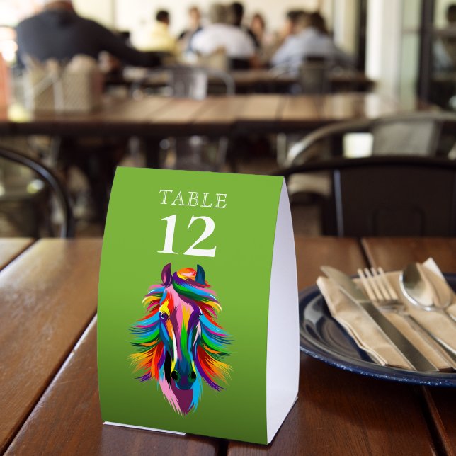 Table Number Colourful Racehorse Green (Insitu(Restaurant))
