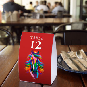 Table Number Colourful Racehorse Red