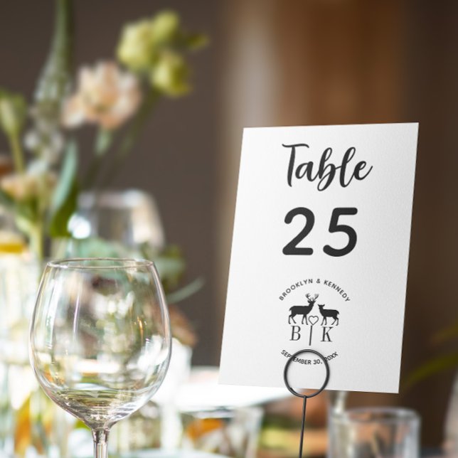 Table Number Deer Monogram Rustic Country Wedding (Creator Uploaded)