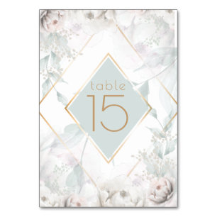 Table Number   Elegant Alabaster Watercolor Peony