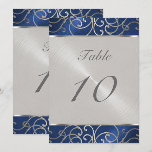 Table Number Elegant Blue and Silver Filigree