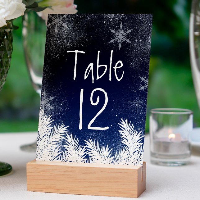 Table Number Elegant Navy Blue Snowflake Wedding (Creator Uploaded)