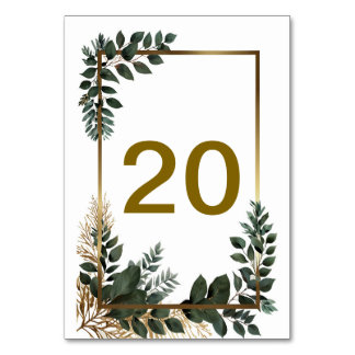 Table Number Eucalyptus and Gold effect