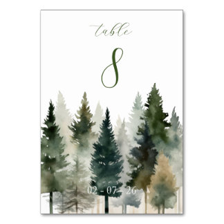 Table Number | Forest Pines Watercolor