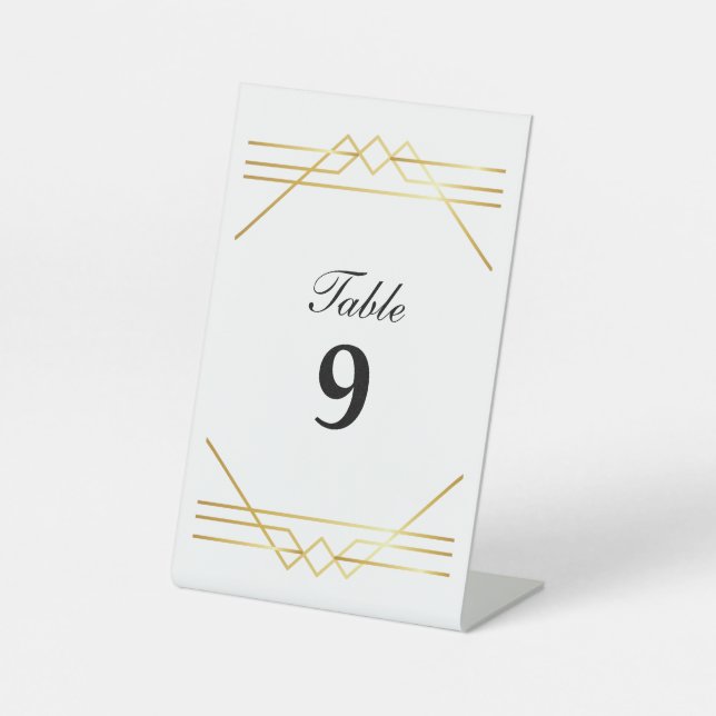 Table Number Gold Frame  Pedestal Sign (Front)