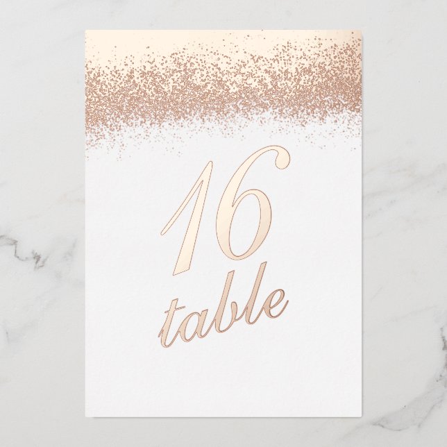Table Number Gold Pressed Glitter Foil Invitation (Front)