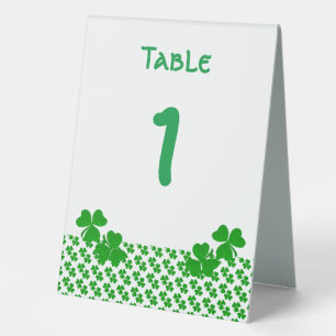 Table Number Irish Shamrocks Clovers