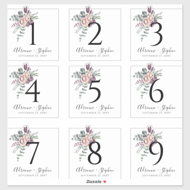 Table Number Labels for Wine Bottles Eucalyptus (Sheet)