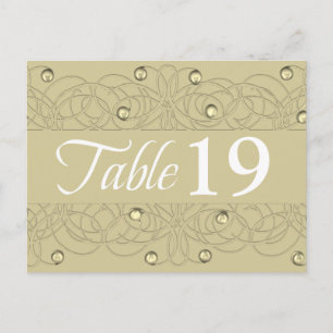 Table Number Lace and Pearl Gold Postcard