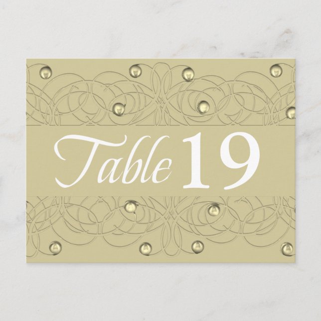 Table Number Lace and Pearl Gold Postcard (Front)