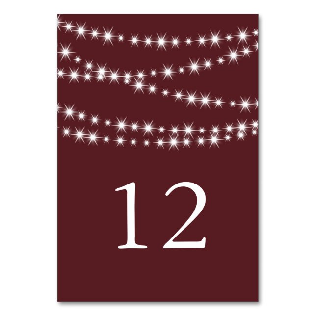 Table Number - Marsala Twinkle Lights (Front)