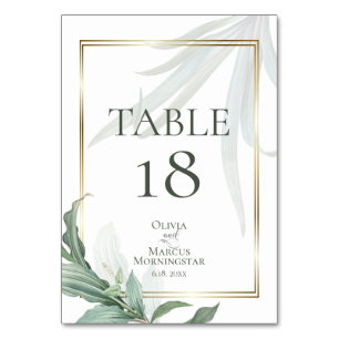 TABLE NUMBER   Modern Elegant Tropical Leaves