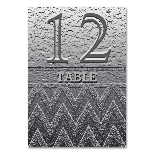 Table Number | Modern Silver Chevron (Front)