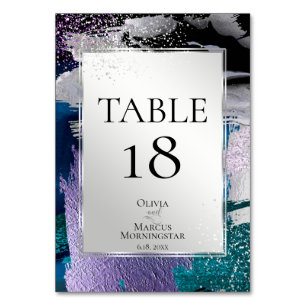 TABLE NUMBER   Mr. Silver Teal Orchid Abstract