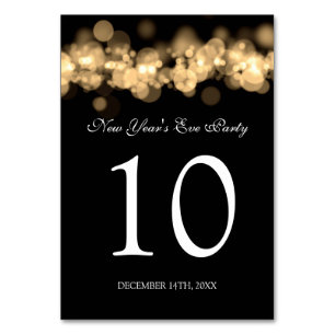 Table Number New Year's Eve Party Gold Bokeh Light