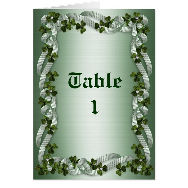 Table number note cards Irish Wedding (Front)