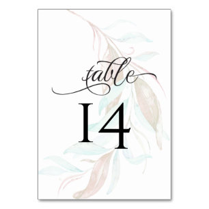 TABLE NUMBER Pastel Watercolor Wispy Foliage