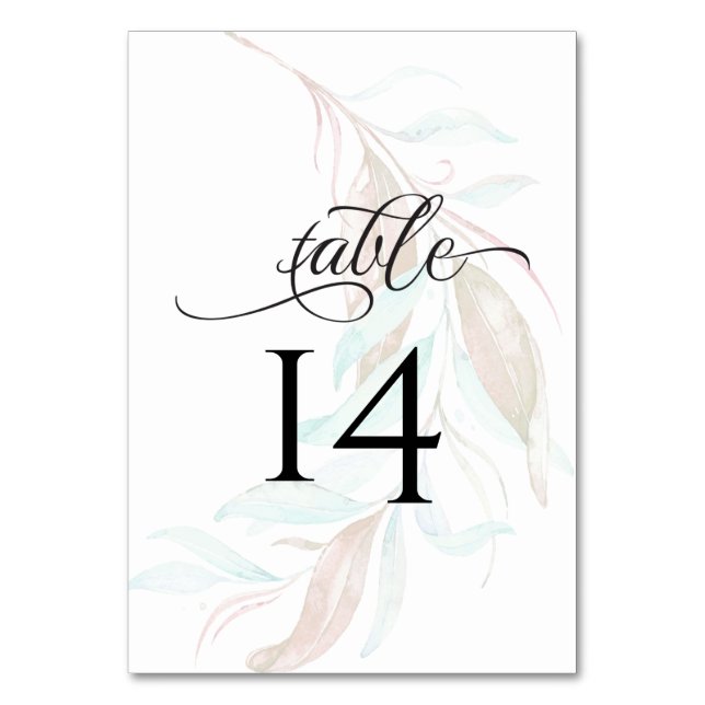 TABLE NUMBER | Pastel Watercolor Wispy Foliage (Front)