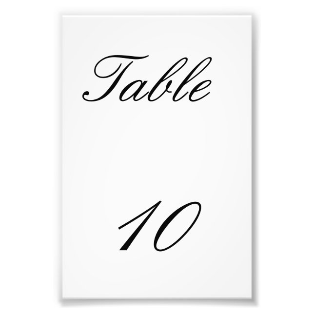 Table Number Photo Print (Front)