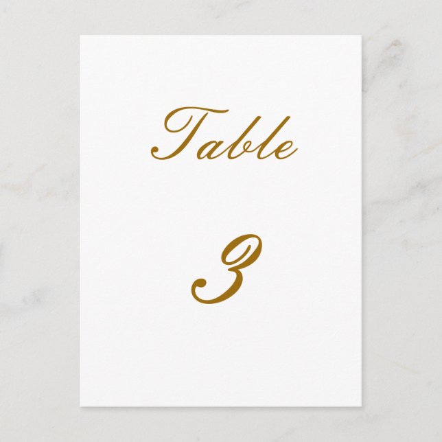 Table Number Postcard (Front)