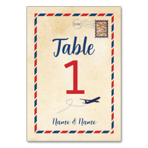 Table Number Postcard Travel Map Postal Plane