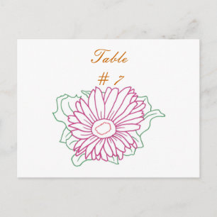 Table Number postcards, Pink Fuchsia Daisy Postcard