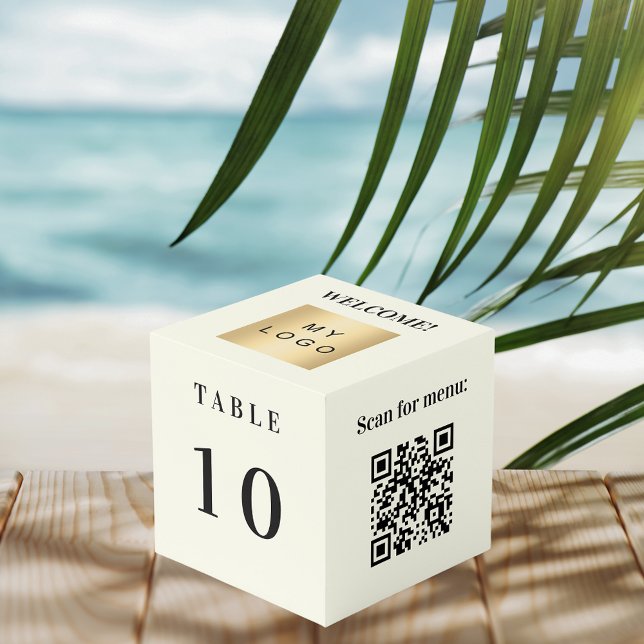 Table number QR code menu ivory business logo Cube (Creator Uploaded)