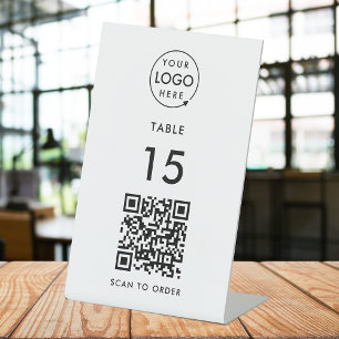 Table Number QR Code Restaurant Cafe Scan to Order Pedestal Sign