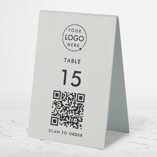 Table Number QR Code Scan to Order Grey Restaurant