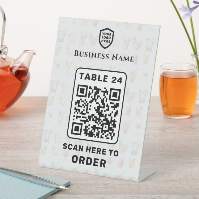 Table Number QR Code Scan to Order Restaurant Pedestal Sign (In SItu)