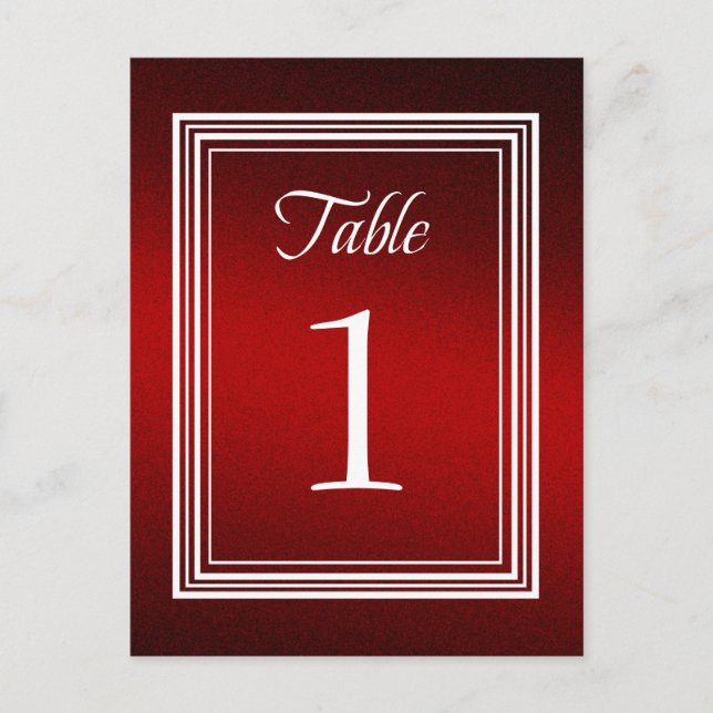 Table Number Red Shimmer Postcard (Front)