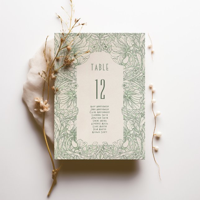 Table Number Sage Green William Morris Pimpernel (Creator Uploaded)