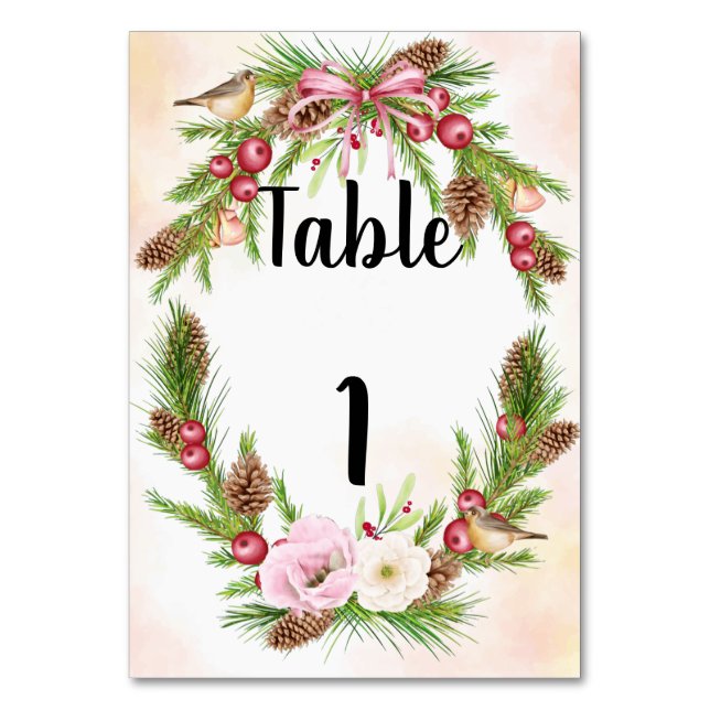 Table Number Script Christmas Wedding  (Front)